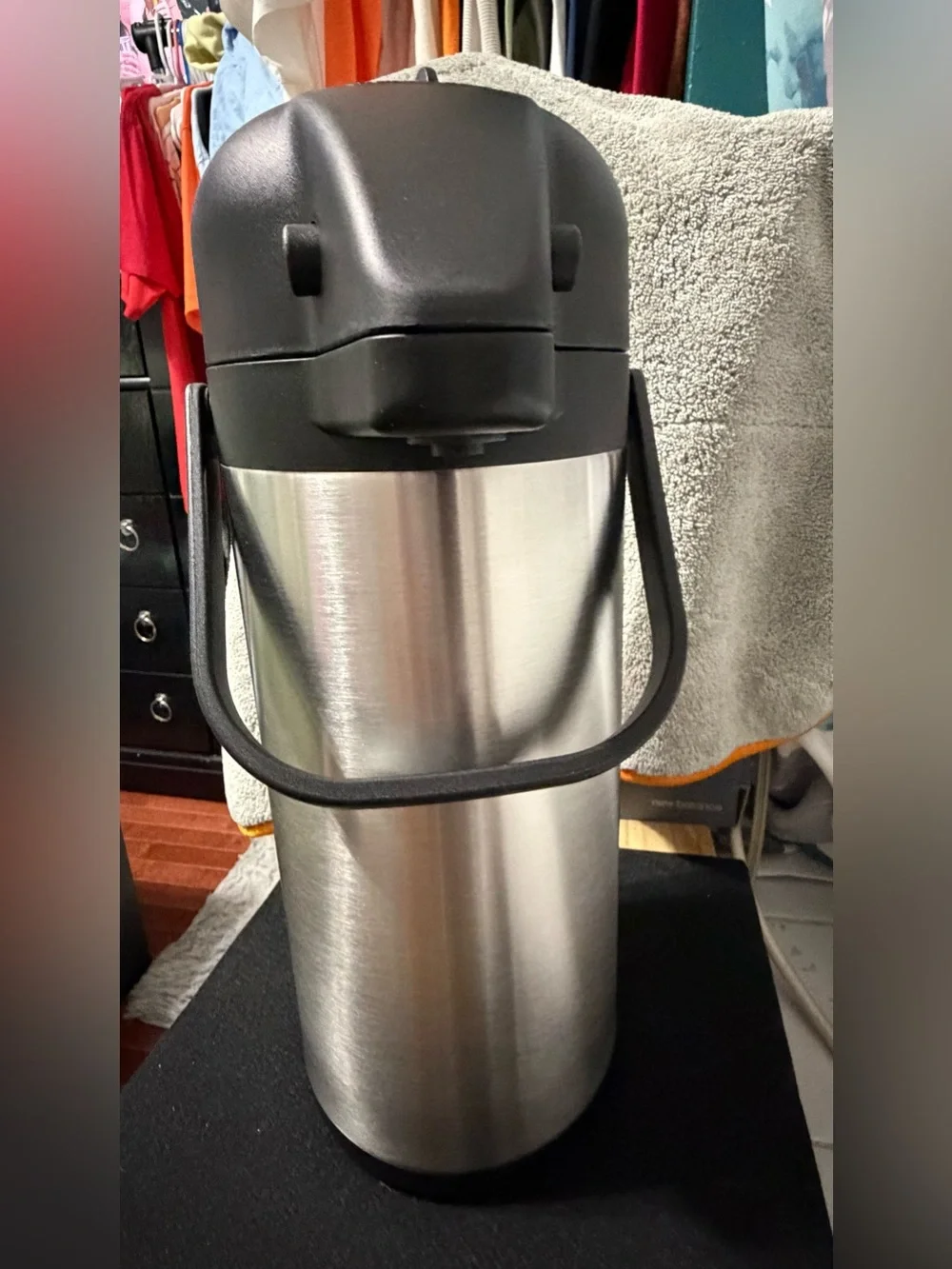 Stainless Steel Air Pot Coffee Carafe - Black and Silver
